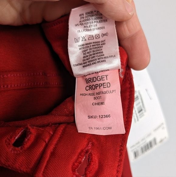 Bridget Cropped High-Rise Instasculpt Bootcut Red Jeans Size 31 - Picture 9 of 16
